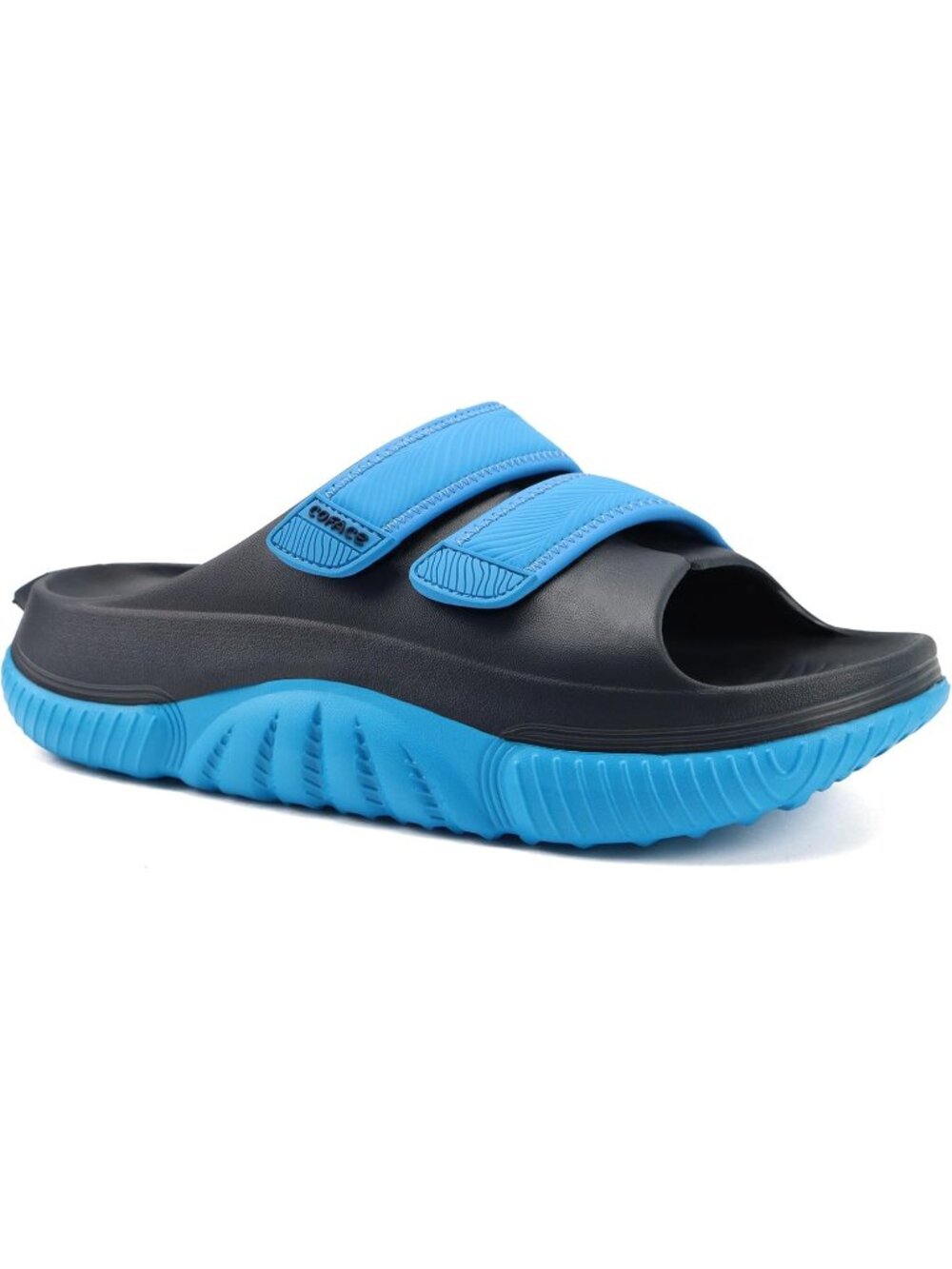 Men's Blue&White Recovery Sandals Orthopaedic Walking Slides Adjustable Thick